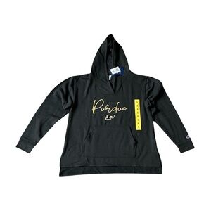 Champion Black Hoodie with Gold Purdue Script Size S